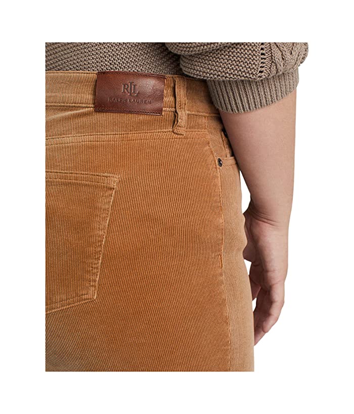 Ralph Lauren Women's Corduroy Mid-Rise Straight Pant Brown Size 16W