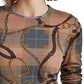 Ralph Lauren Women's Plaid Stretch Cotton Long Sleeve Tee Brown Size Small