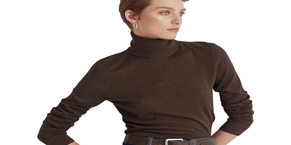 Ralph Lauren Women's Silk Blend Turtleneck Brown Size X-Large