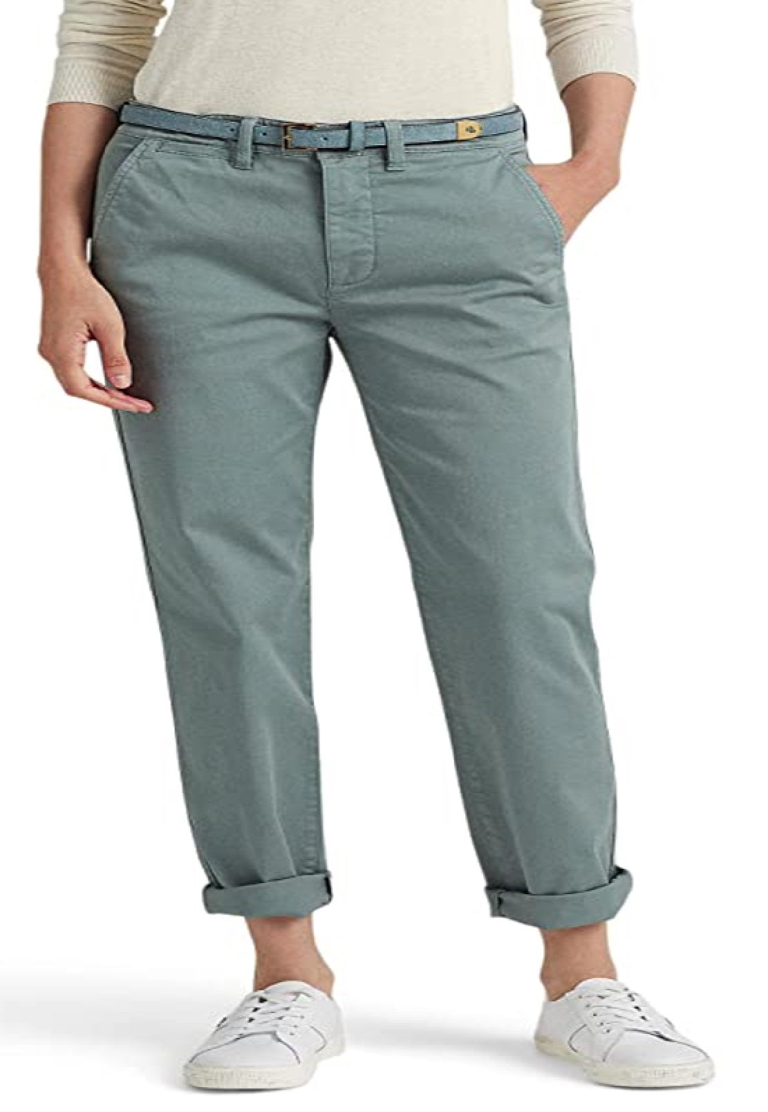 Ralph Lauren Women's Slim Fit Stretch Chino Pants Blue Size 12