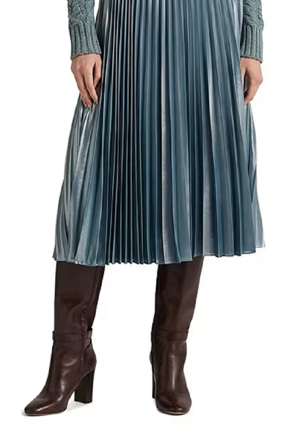 Ralph Lauren Women's Pleated Metallic Chiffon Skirt Blue Size 6
