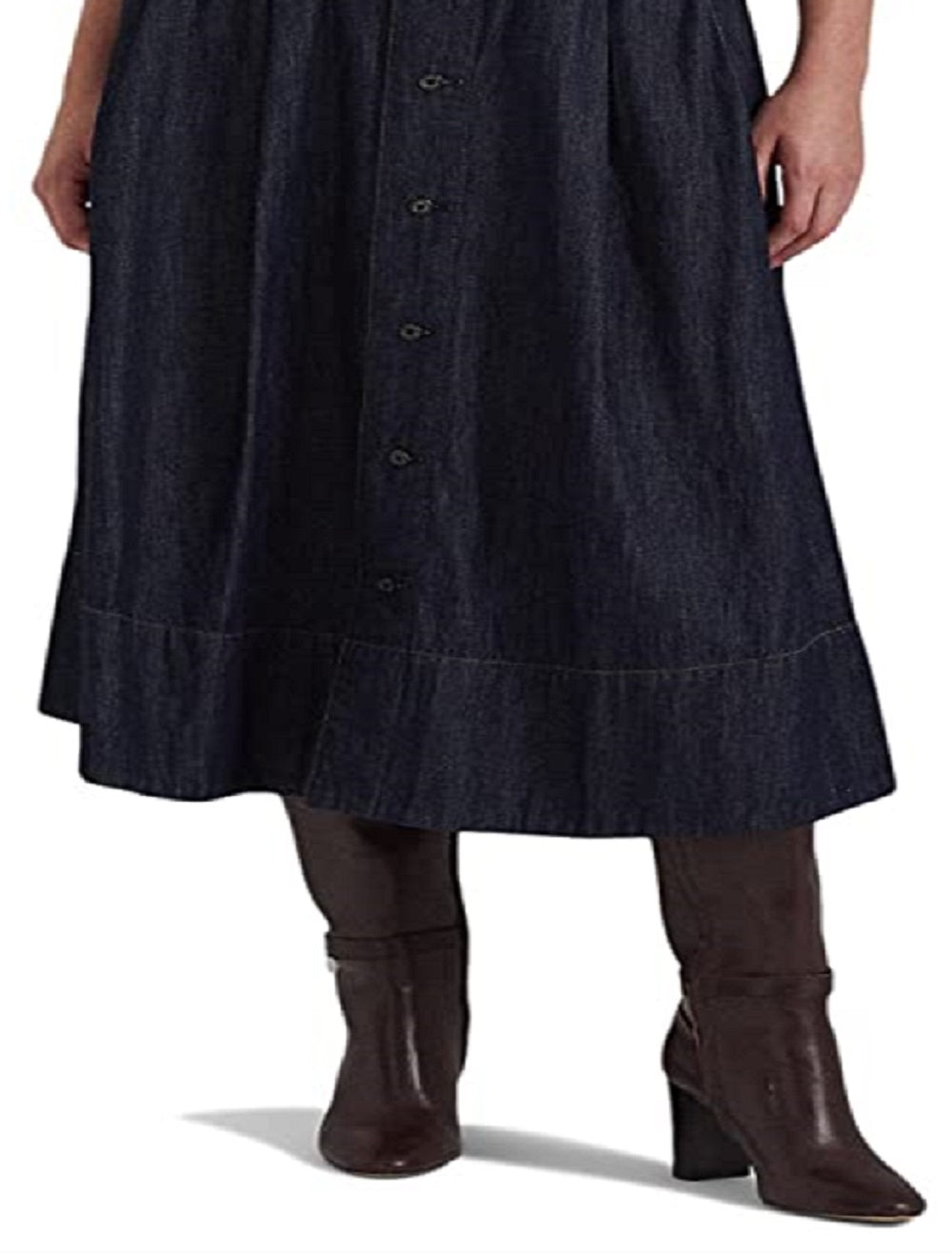 Ralph Lauren Women's Button Front Denim Skirt Blue Size 14
