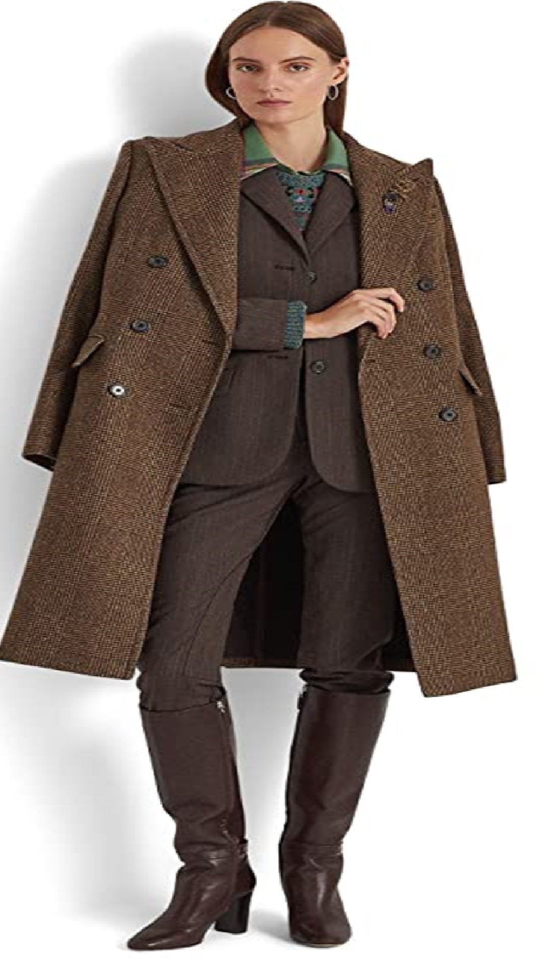 Ralph Lauren Women's Wool Blend Double Breasted Coat Brown Size 8