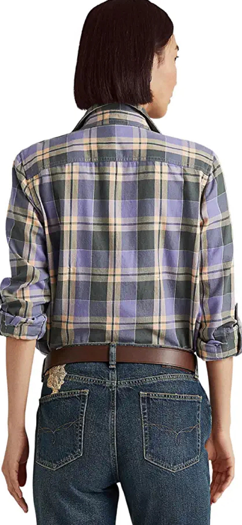 Ralph Lauren Women's Plaid Twill Shirt Purple Size Large