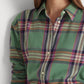 Ralph Lauren Women's Plaid Cotton Twill Shirt Green Size Medium