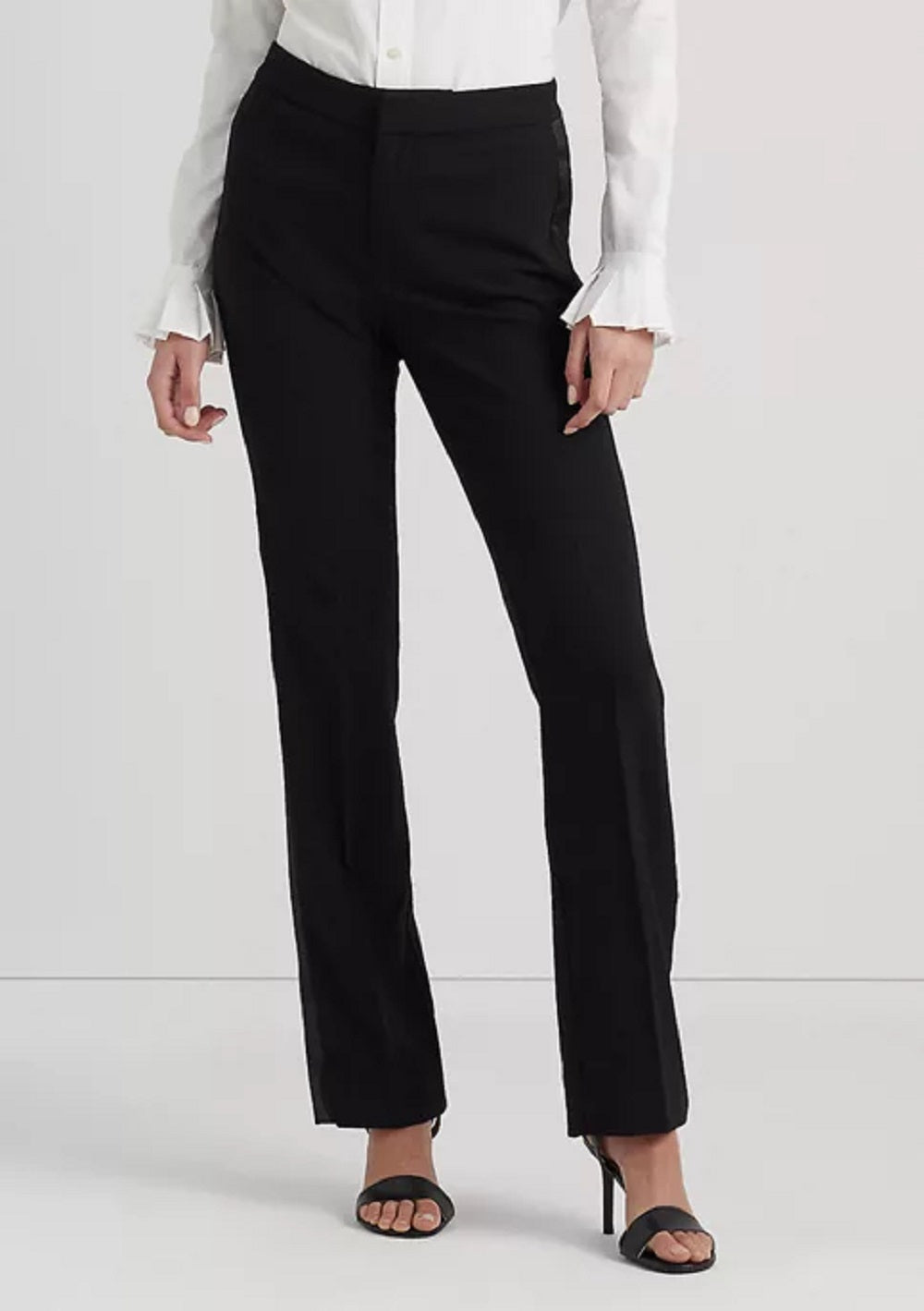 Ralph Lauren Women's Side Stripe Wool Crepe Pants Black Size 4