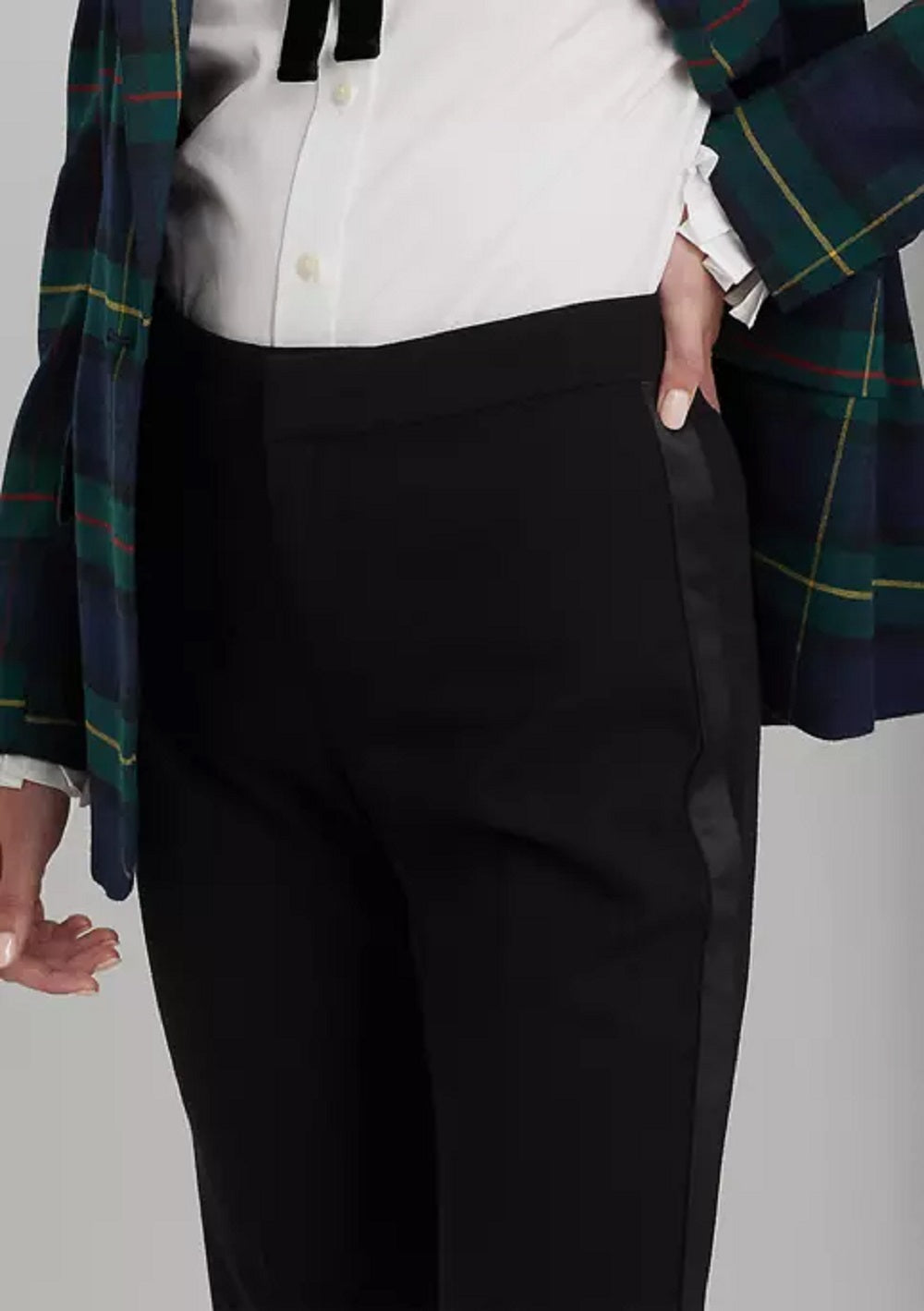 Ralph Lauren Women's Side Stripe Wool Crepe Pants Black Size 4