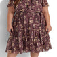 Ralph Lauren Women's Floral Belted Crinkle Georgette Dress Purple Size 20W