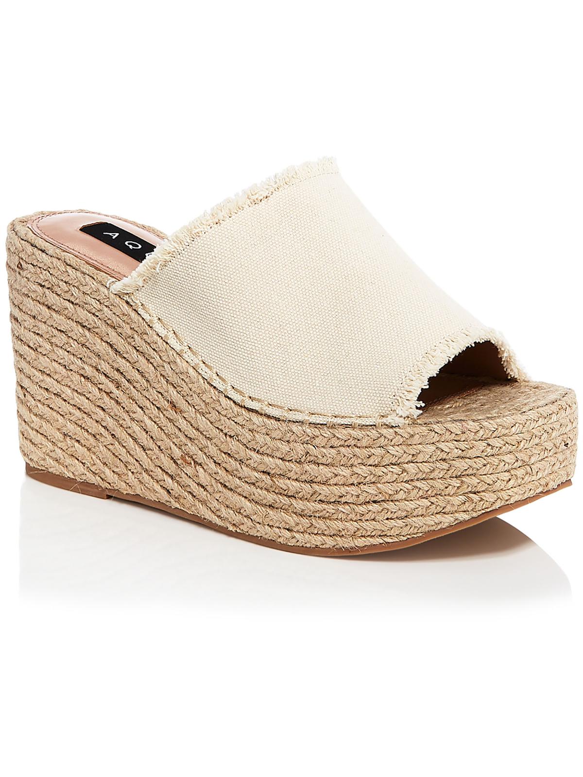 Aqua Women's Jacy Platform Wedge Slide Sandals White Size 8 M