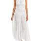 Aqua Women's Tiered Cover Up Maxi Dress Swimwear White Size Medium
