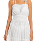 Aqua Women's Tiered Cover Up Maxi Dress Swimwear White Size Medium