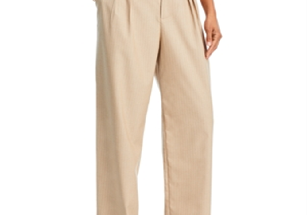 Wayf Pinstripe Pleated Trousers White