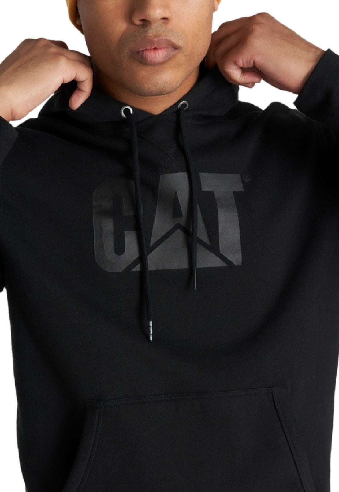 Caterpillar Men's Foundation Logo Print Hoodie Black Size Large