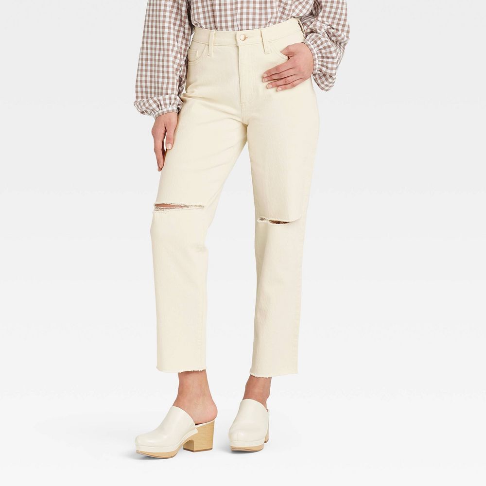 Universal Thread Women's Super-High Rise Vintage Straight Jeans Off-White 16 Long