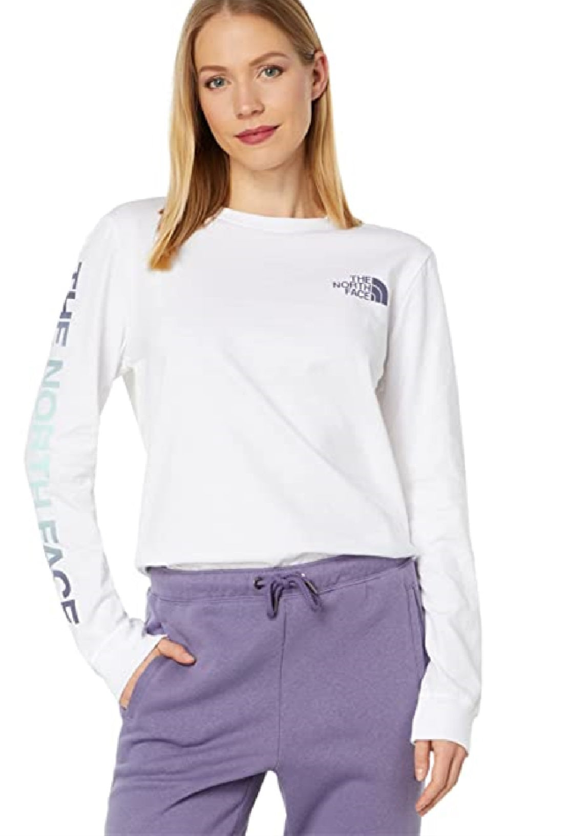 The North Face Women's Long Sleeve Hit Graphic Tee White Size X-Large