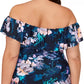 Island Escape Women's La Flor Floral Print Underwire Tankini Top Swimsuit Black Size 18W