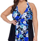 Island Escape Women's Plus Printed Underwire Swimdress Swimsuit Black