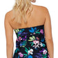 Island Escape Women's Tiered Floral Print Convertible Tankini Swimsuit Black Size 10
