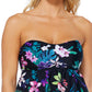 Island Escape Women's Tiered Floral Print Convertible Tankini Swimsuit Black Size 10