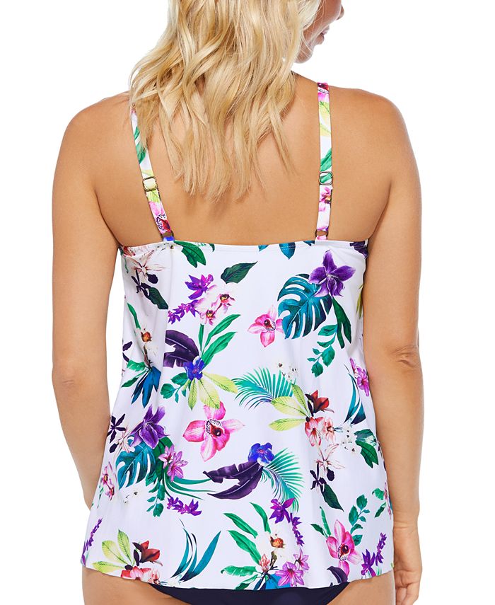 Island Escape Women's Cape Town Printed Tankini Swimsuit White Size 8