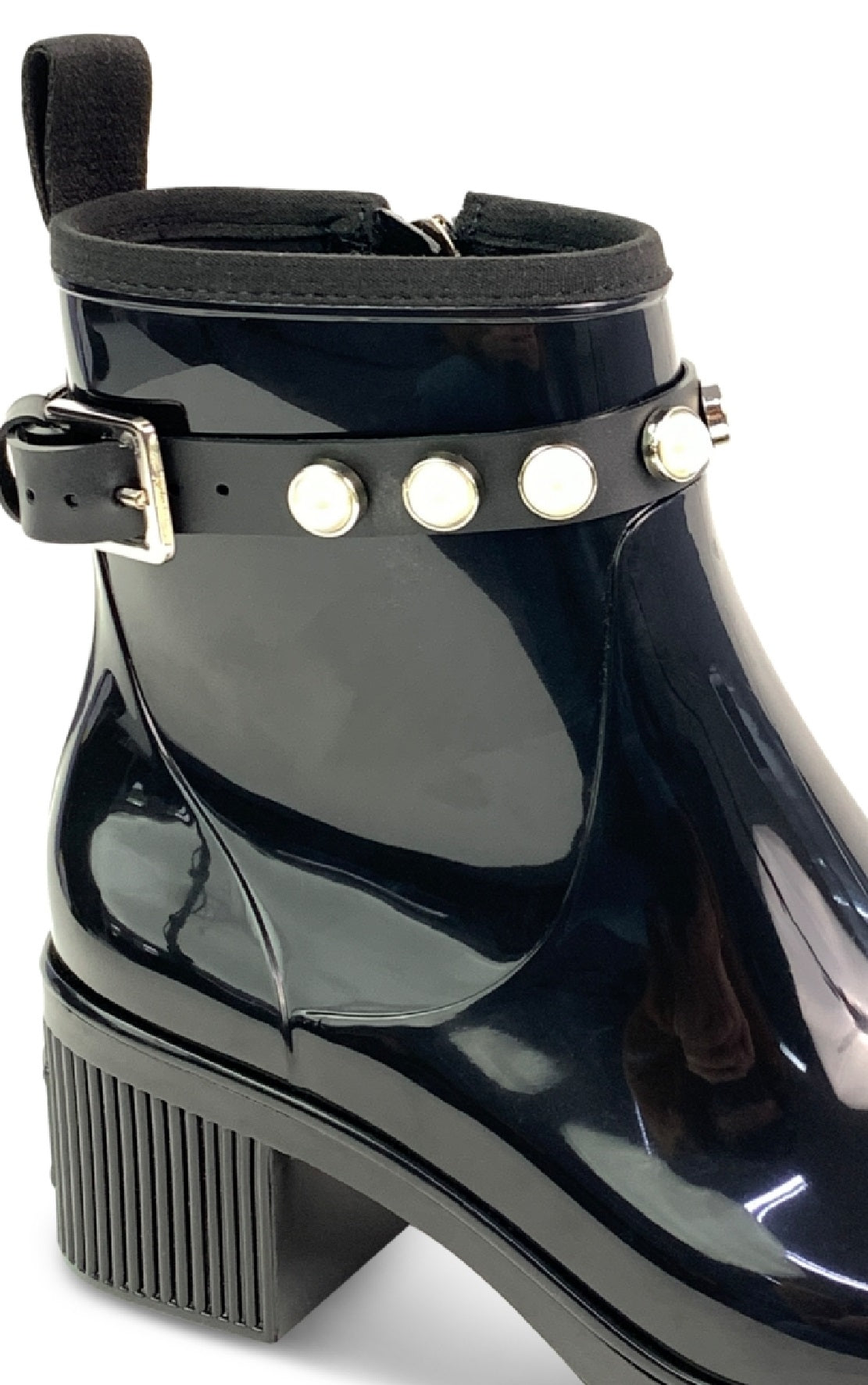 Kate Spade New York Women's Puddle Pearly Stud Rain Boots Black Size 10 B