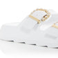 Stuart Weitzman Women's Pearl Buckle Slide Sandals White Size 7 M