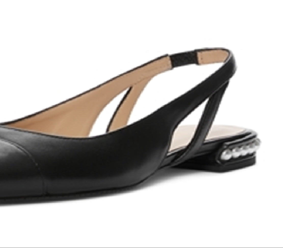 Stuart Weitzman Women's Embellished Slingback Flats Black Size 8.5 M