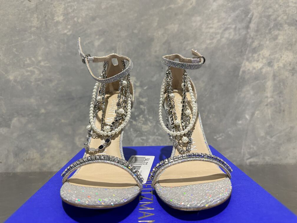 Stuart Weitzman Women's Nudist High Heel Sandals Gray Size 5.5 M