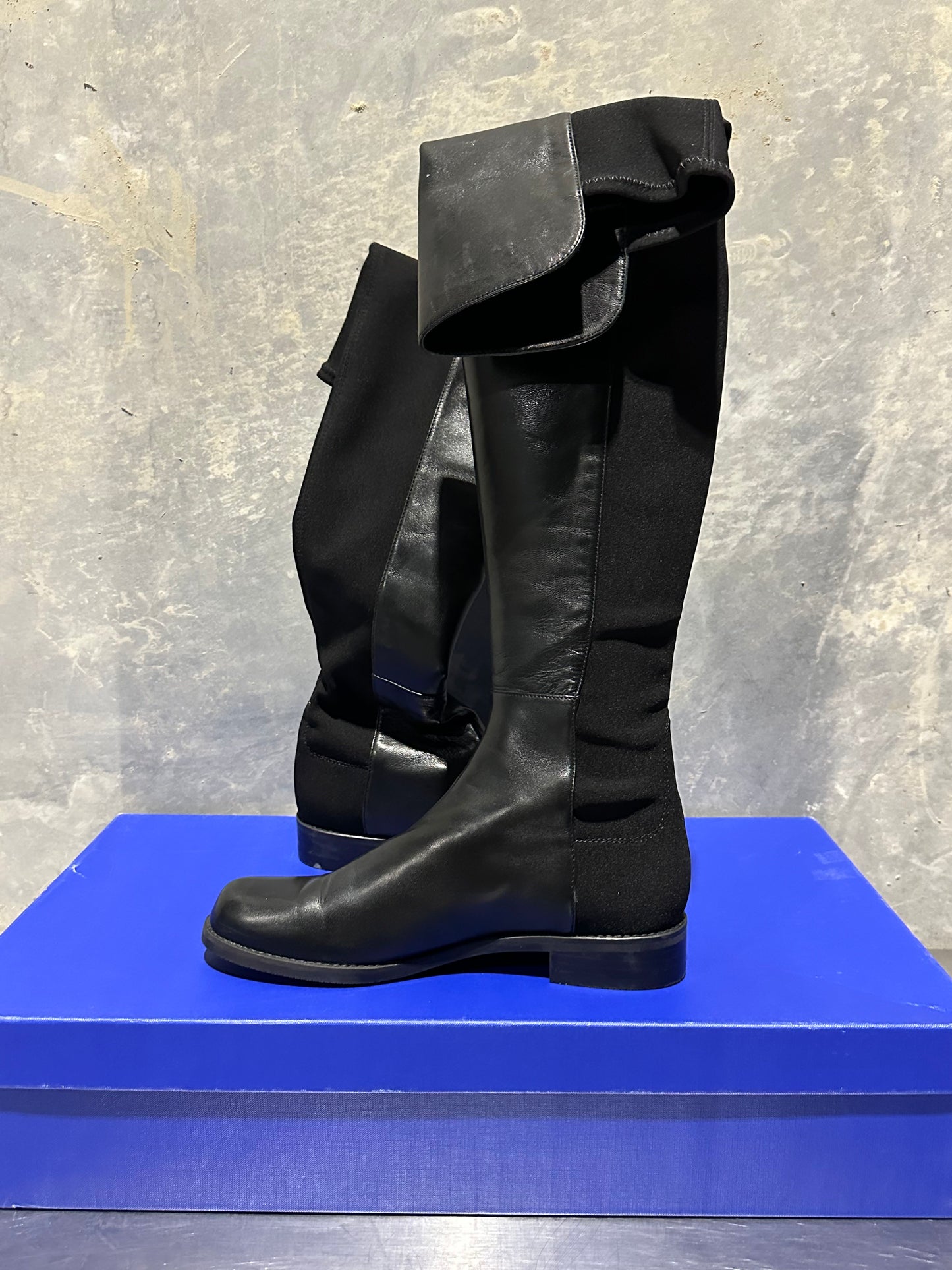 Stuart Weitzman Women's Knee High Lug Sole Riding Boots Black Size 9.5