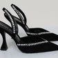 Stuart Weitzman Women's Gemcut Curve Pointed Toe Slingback Pump Black Size 7.5