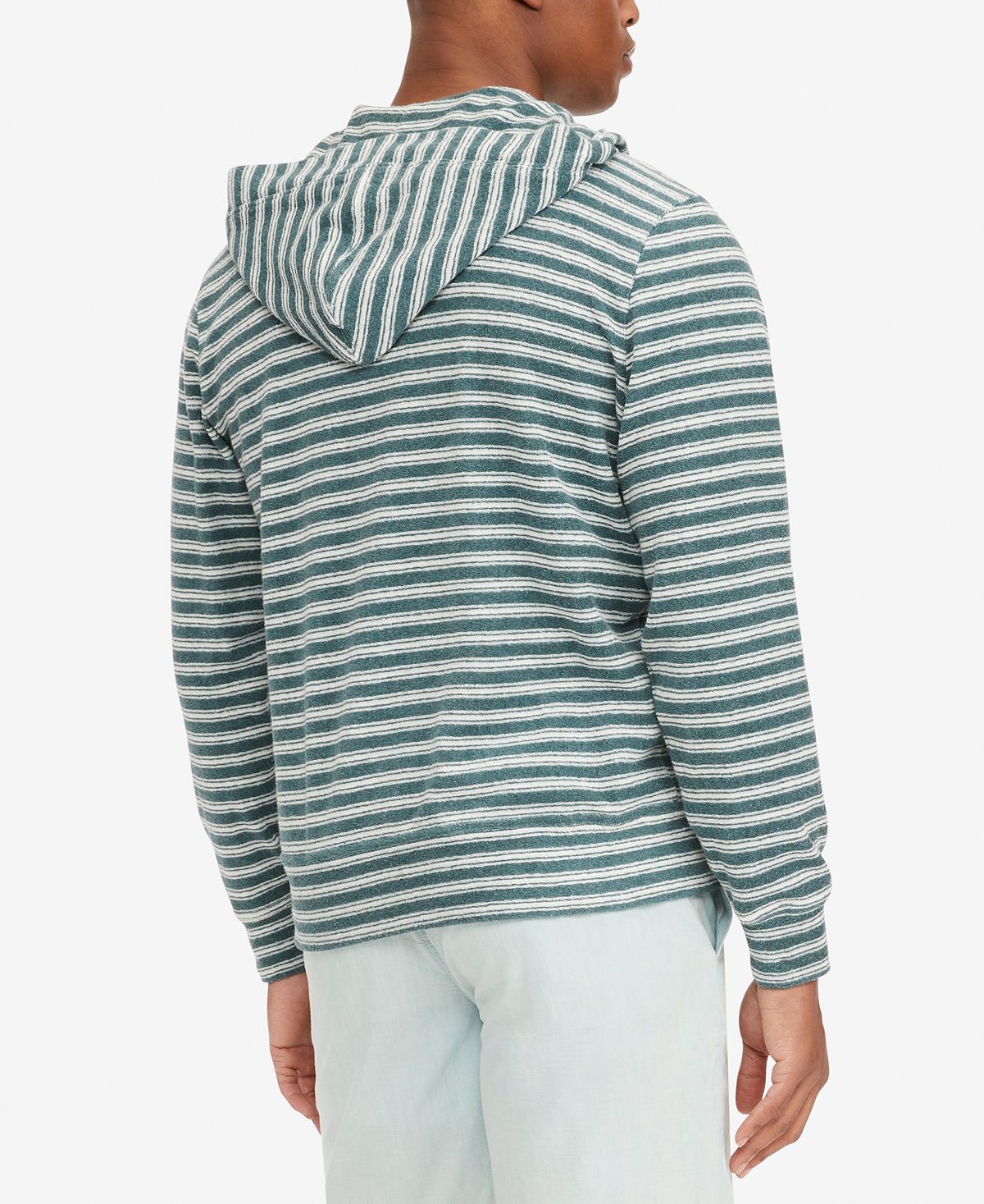 Tommy Hilfiger Men's Stripe French Terry Full Zip Hoodie Green Size XXL