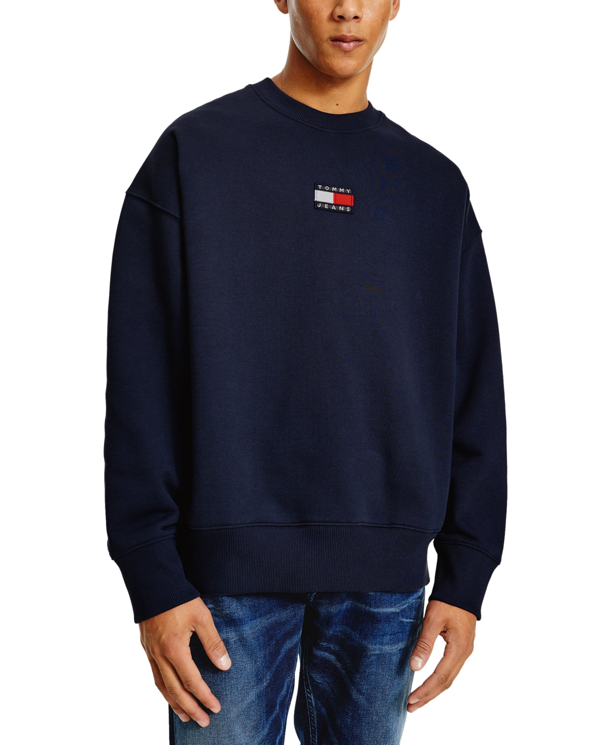 Tommy Jeans Men's Tommy Badge Crewneck Sweatshirt Blue Size XX-Large