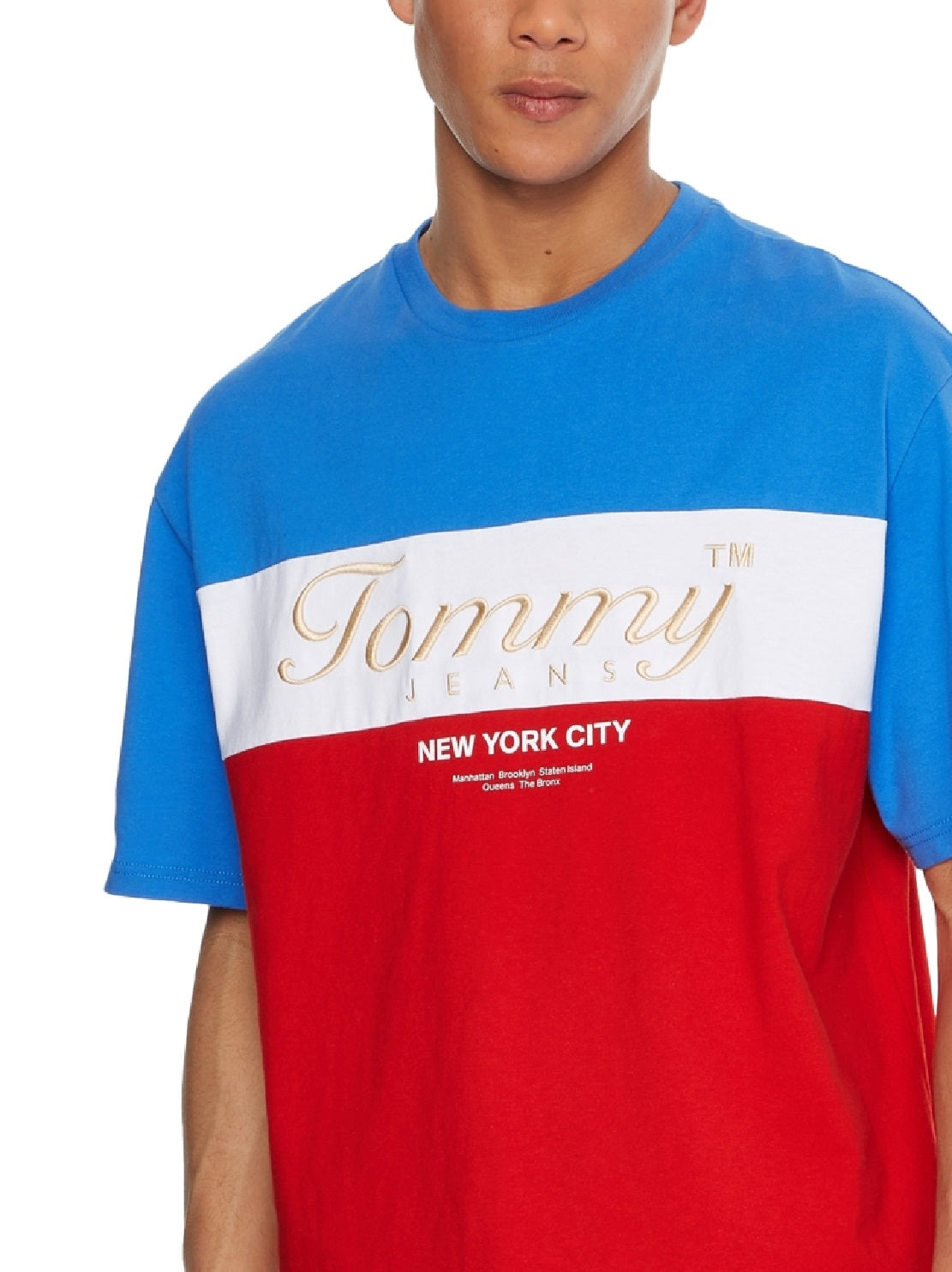 Tommy Jeans Men's Archive Stripe Boxy Fit T-Shirt Red Size X-Large