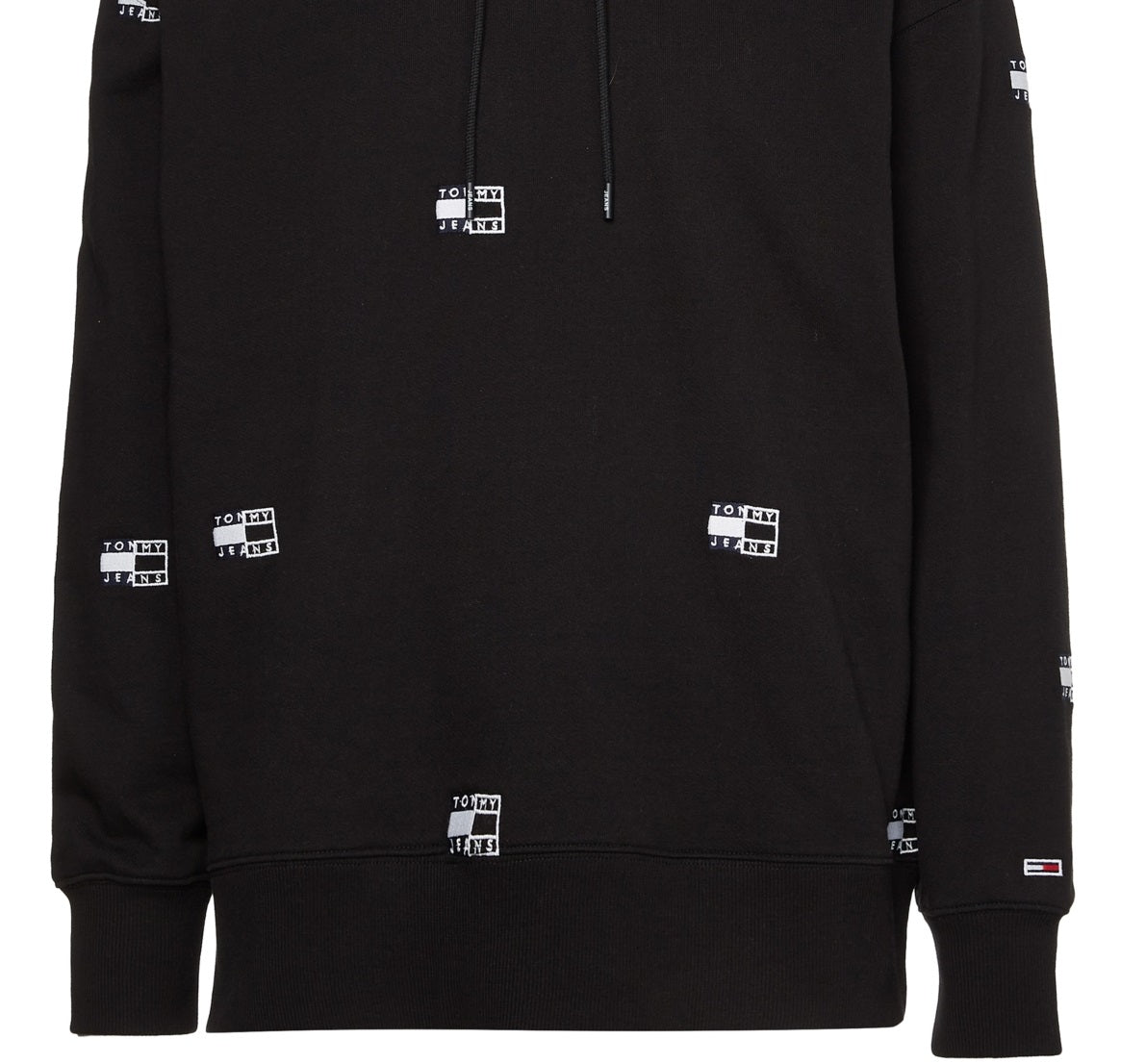 Tommy Jeans Men's Twisted Critter Flag Hoodie Sweatshirt Black Size Medium