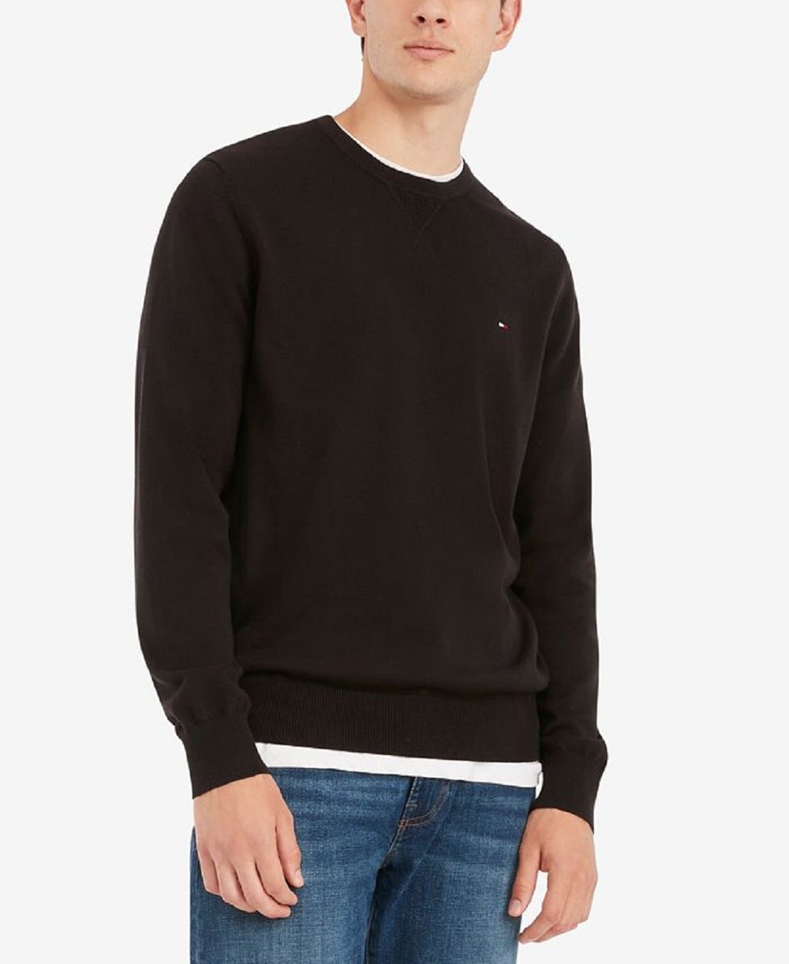 Tommy Hilfiger Men's Signature Solid Crew Neck Sweater Black Size Medium