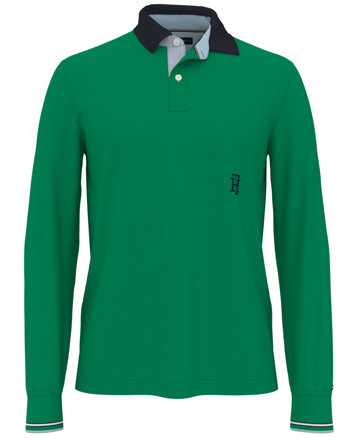 Tommy Hilfiger Men's Essential Logo Long Sleeve Polo Green Size X-Large