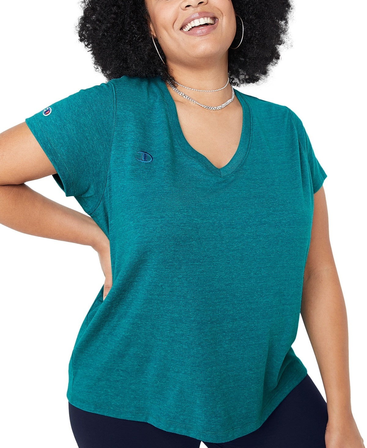 Champion Women's Powerblend T-Shirt Green Size 3X