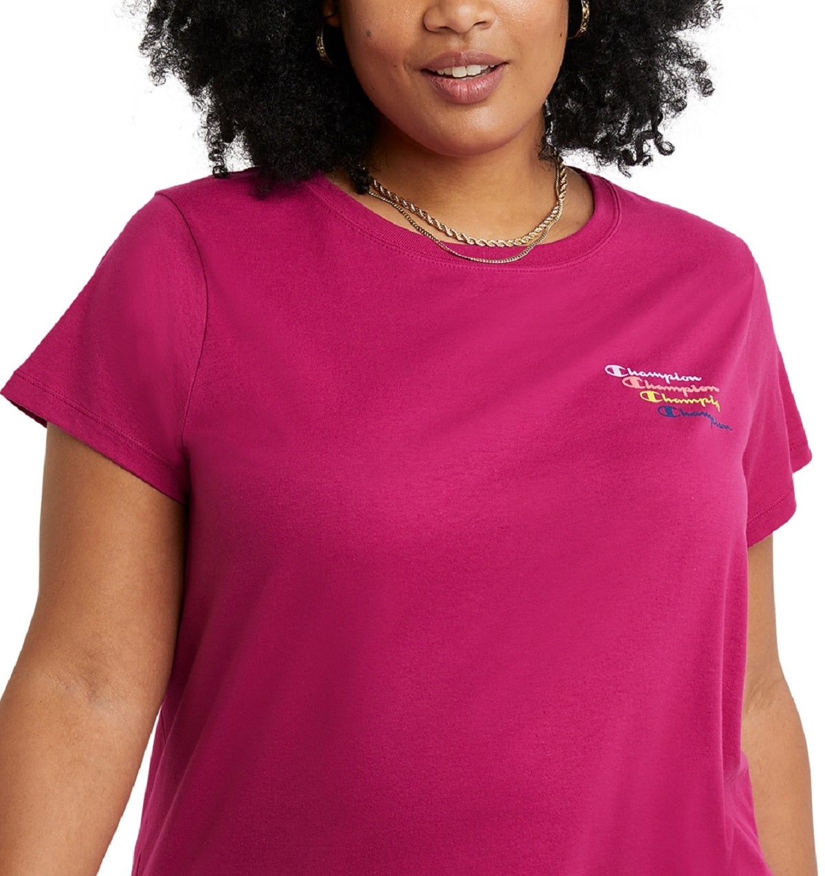 Champion Women's Logo T-Shirt Pink Size 1X