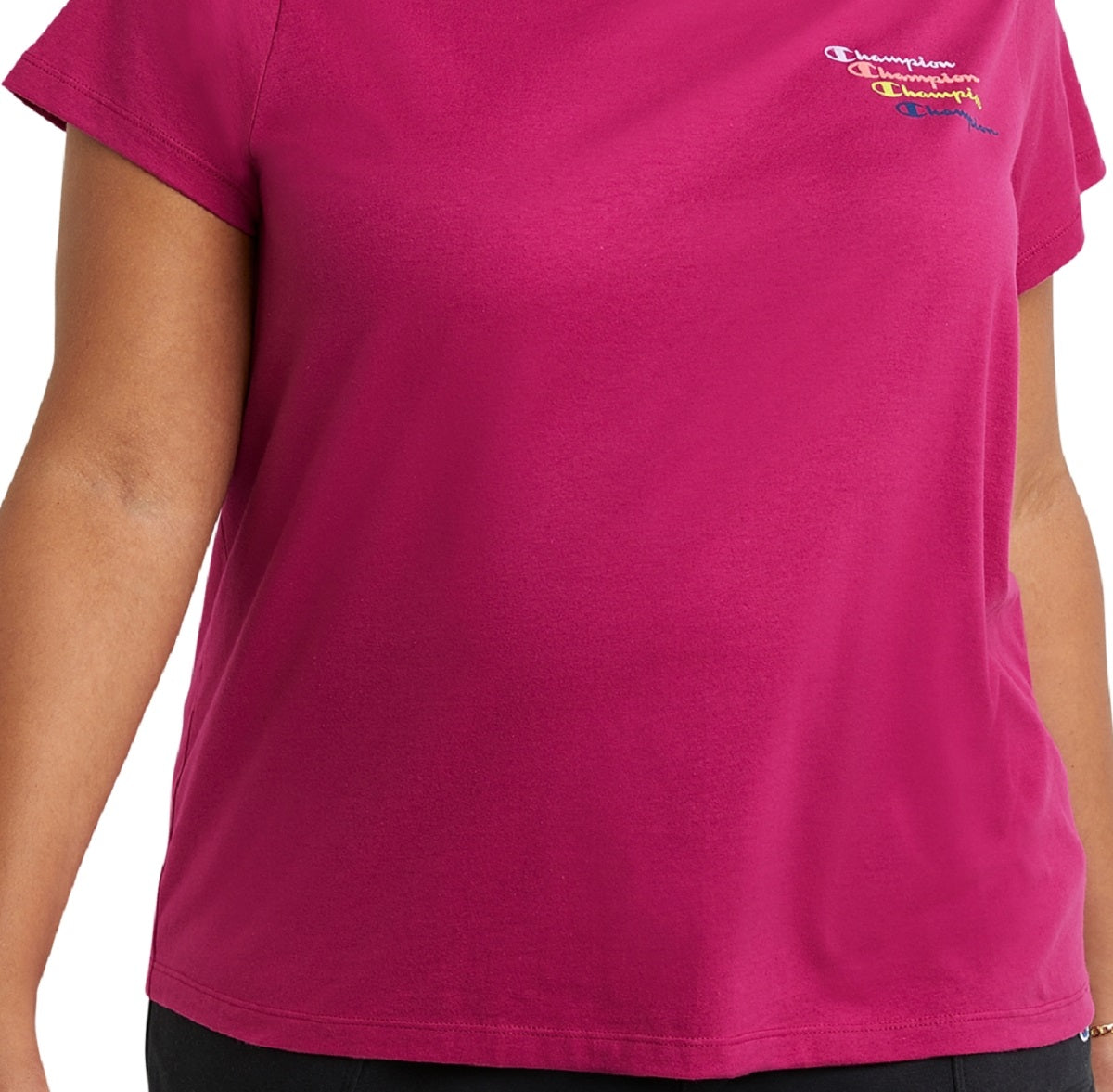 Champion Women's Logo T-Shirt Pink Size 1X