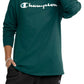 Champion Men's Classic Graphic Long Sleeve Tee Green Size Medium
