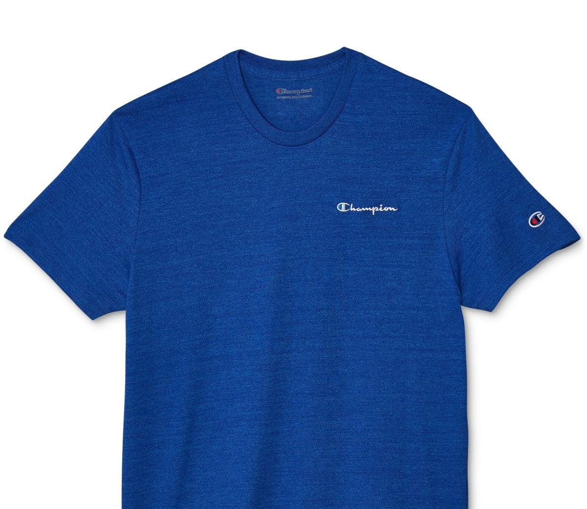 Champion Men's Powerblend Slim Fit Embroidered Logo T-Shirt Blue Size Large