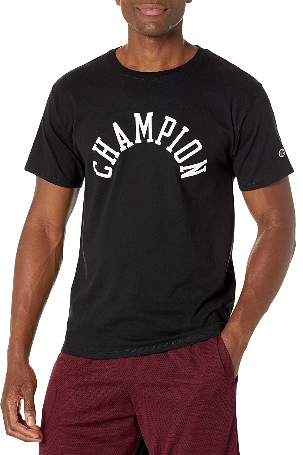 Champion Men's Standard-Fit Logo Graphic T-Shirt Black Size Medium