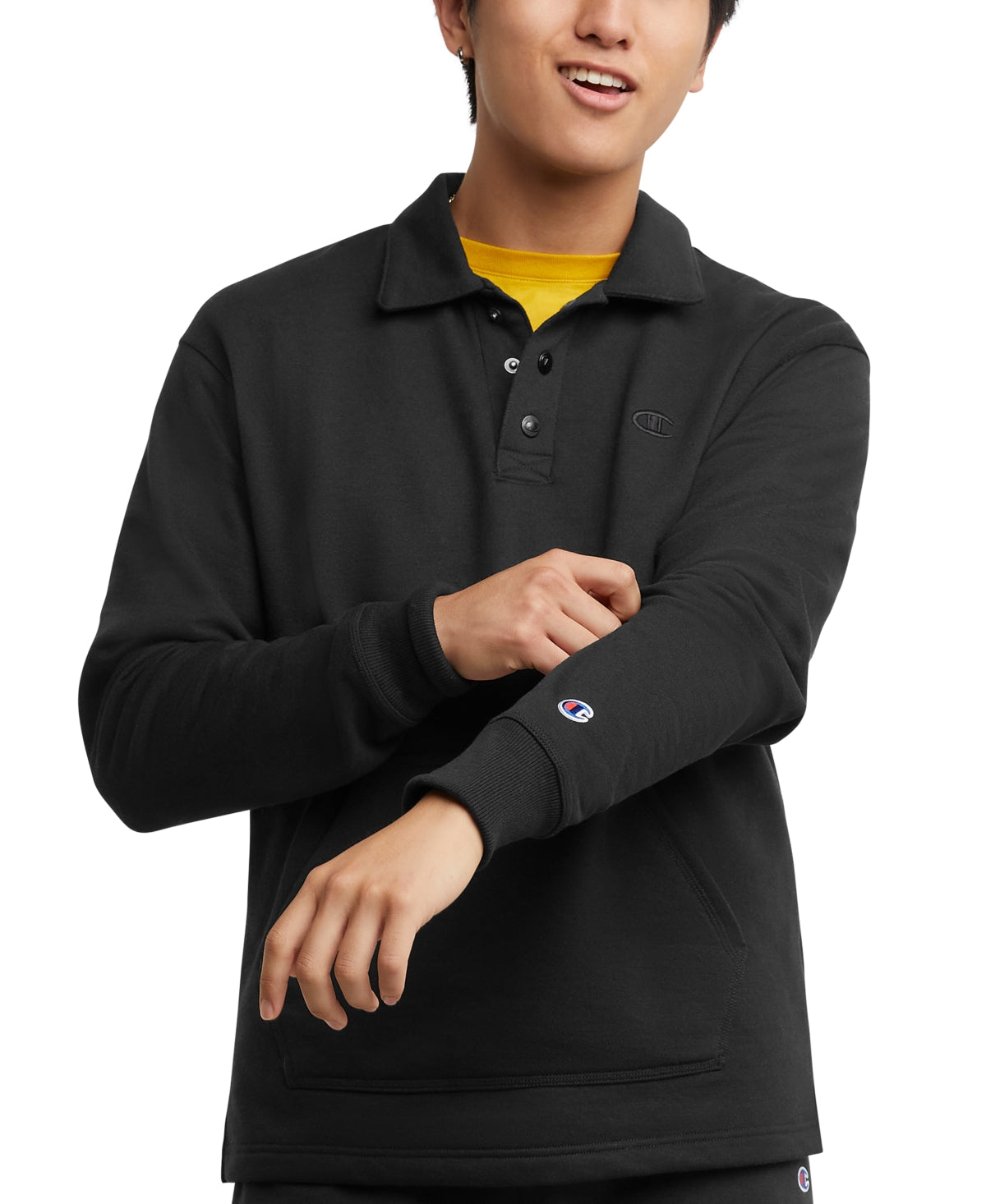Champion Men's Powerblend Classic Fit Long Sleeve Shirt Black Size Large
