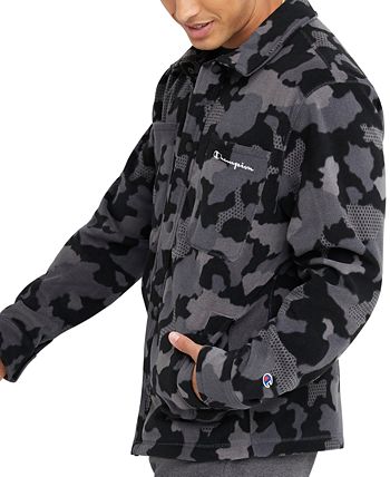 Champion Men's Explorer Fleece Camo Shirt Jacket Gray Size L