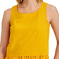 Adyson Parker Women's Sleeveless Eyelet Peplum Top Yellow Size Medium