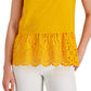Adyson Parker Women's Sleeveless Eyelet Peplum Top Yellow Size Medium