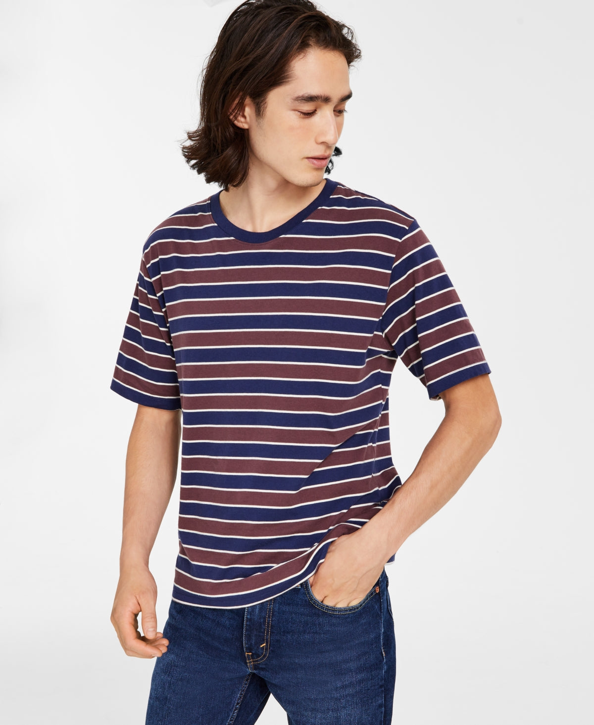 Levi S Men's Relaxed Striped T-Shirt Blue Size Medium
