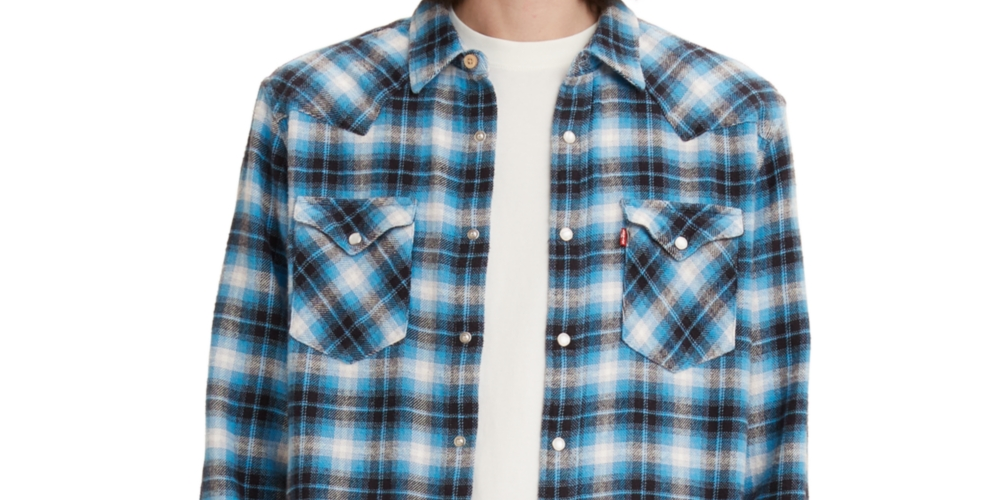 Levi's Men's Classic Standard Fit Western Shirt Blue Size X-Large