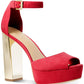 Michael Kors Women's Porter Platform Ankle Strap Sandal Red Size 6