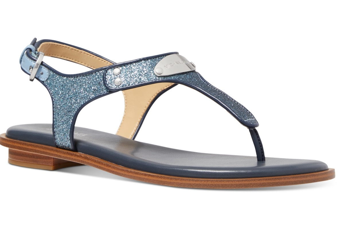 Michael Kors Women's Logo Plate Slingback Sandal Blue Size 6.5